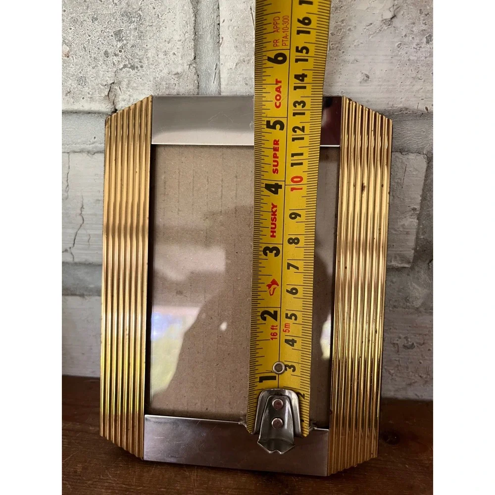 Vintage Art Deco Set of 4 Gold & Silver Color Two Tone Picture Frames